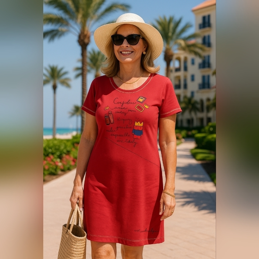 NEW Dolcezza Simply Art Dress Size S Short Sleeve Abstract Wearable Art $155